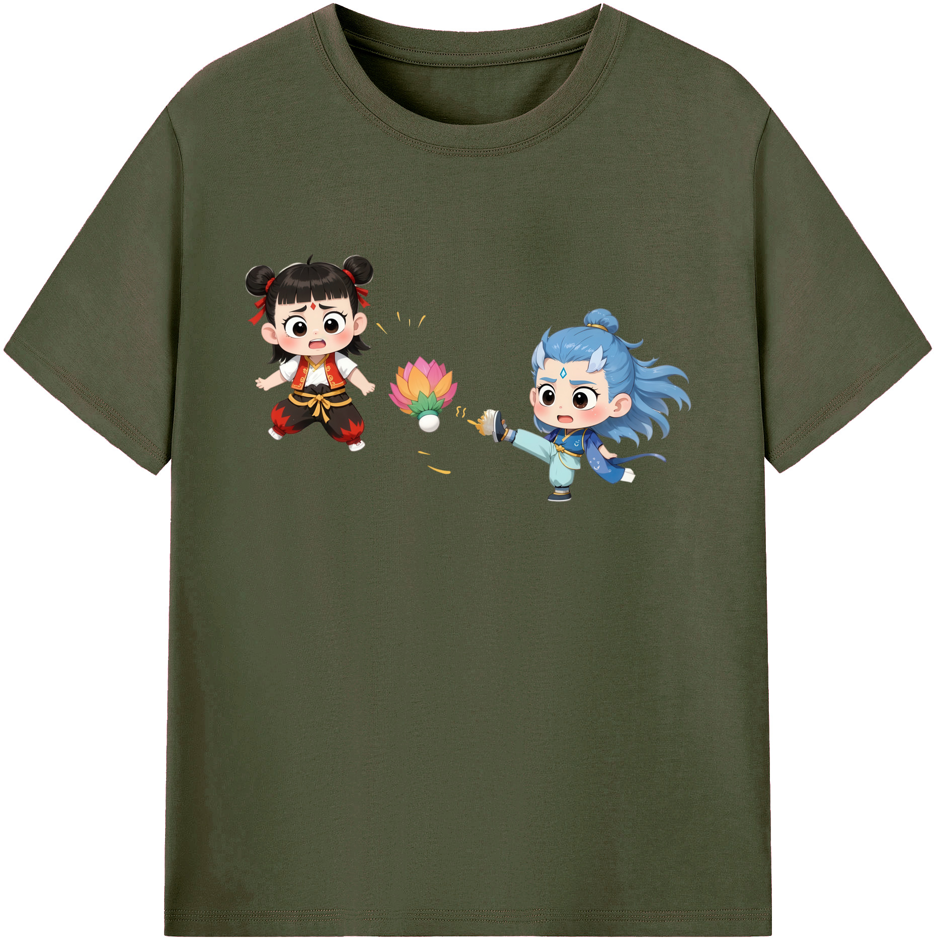 （画像用） Ne Zha 2 ナタ 魔童の大暴れ 綿100％ メンズ半袖Tシャツ｜肌触りやわらか＆通気性
